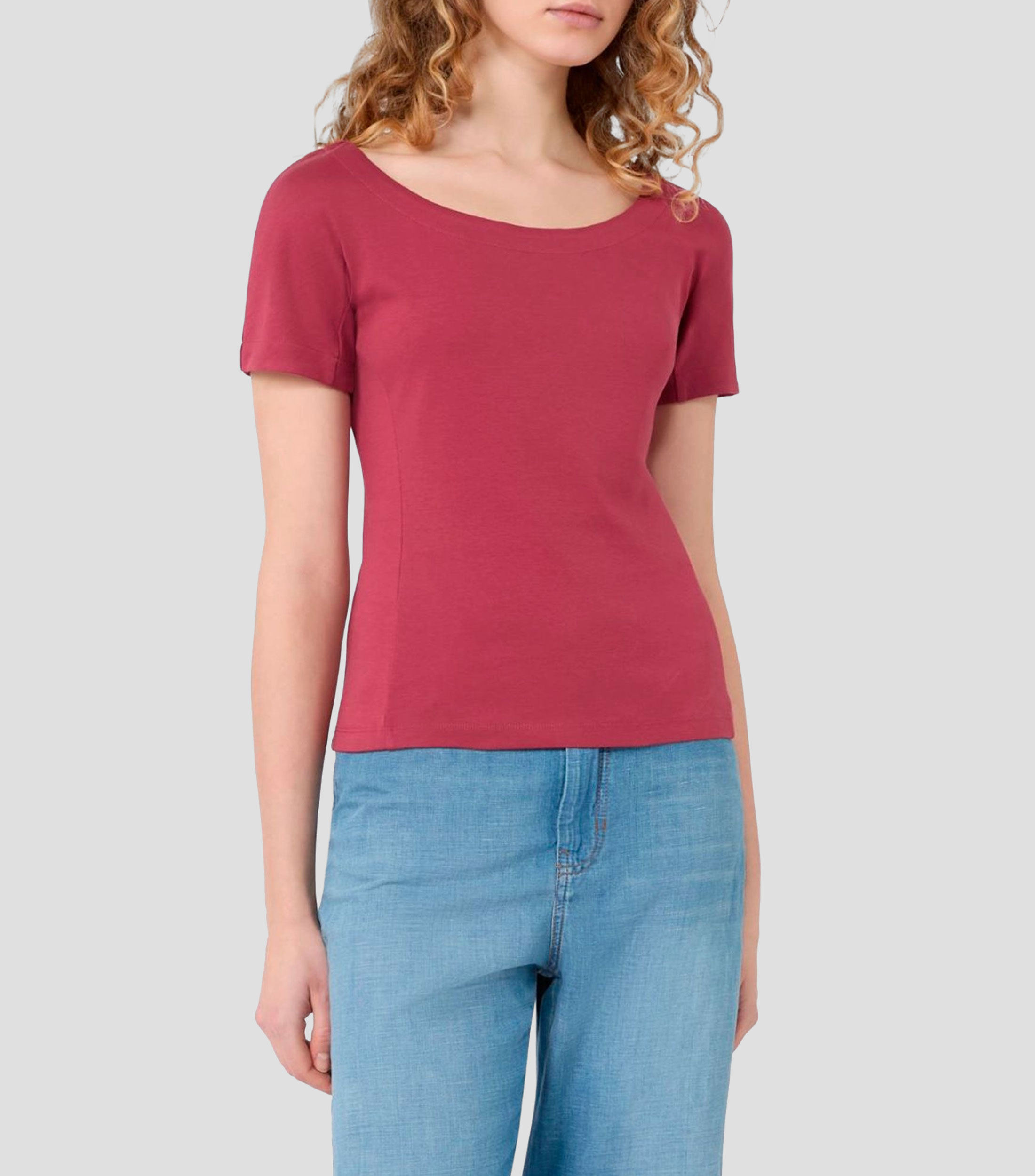 Blusa sólida manga corta Mujer